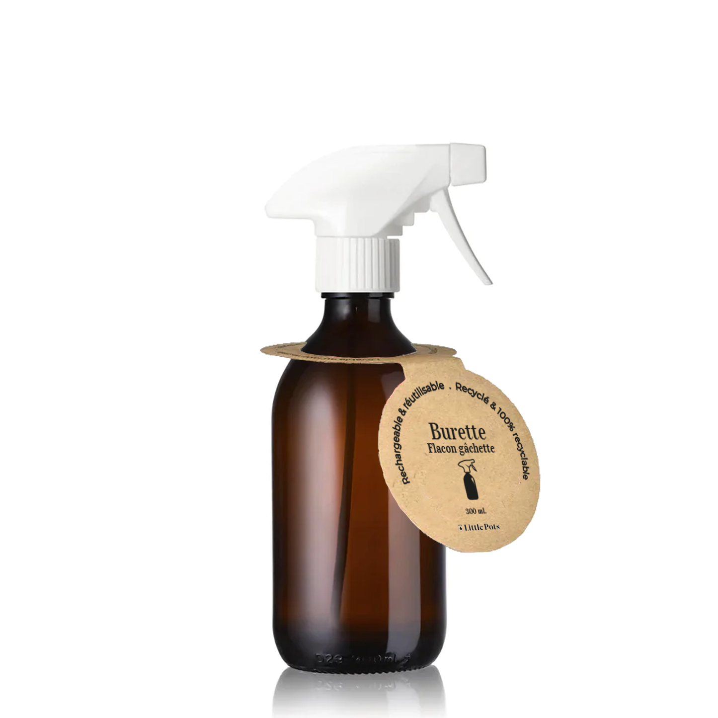 Refillable amber glass spray bottle