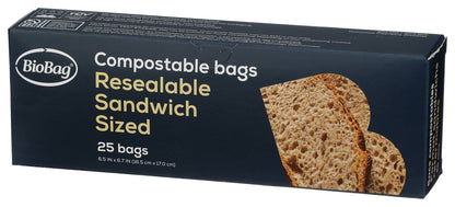 BioBag 100% Compostable Resealable Sandwich Bags
