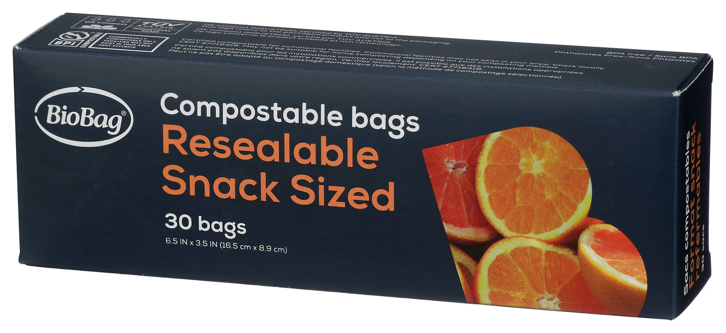 BioBag 100% Compostable Resealable Snack Bags