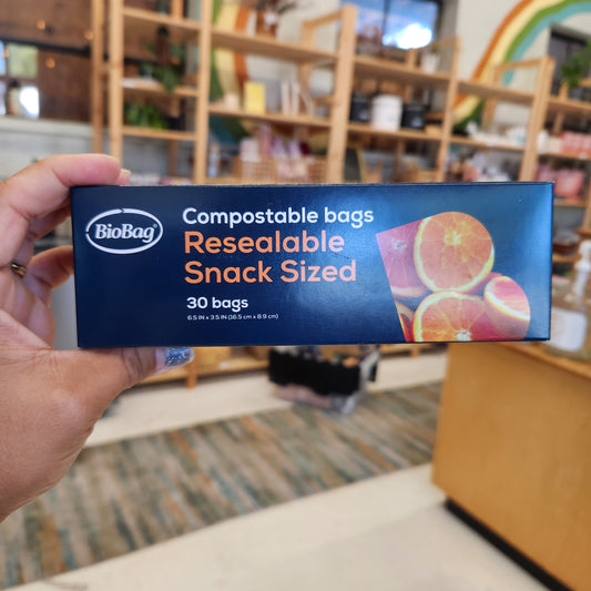 BioBag 100% Compostable Resealable Snack Bags